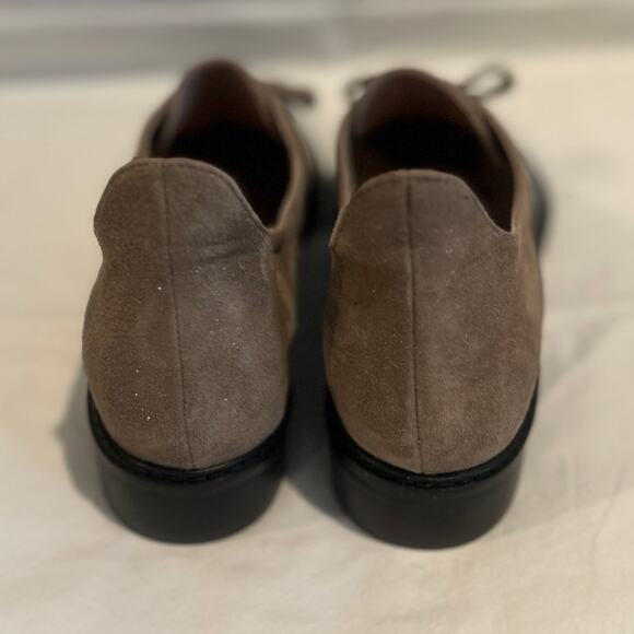 KK DODDS NWOB Leather Suede Bow Spat Loafer Tan Black Hand Crafted Italy 6.5/37 - Picture 4 of 6